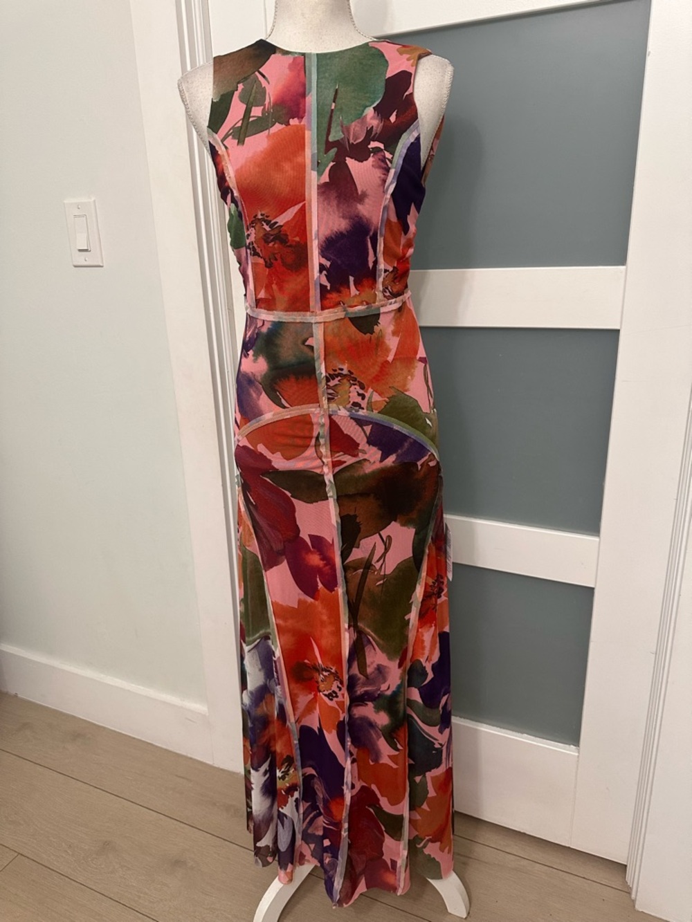 ASOS Floral Watercolor Maxi Dress in Red, Green, Purple